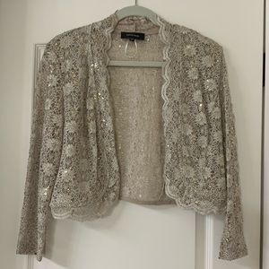 Champagne Scallop Lace Long Sleeve Shrug, size L